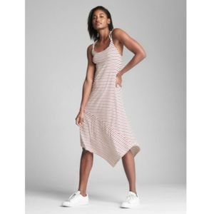 Gap striped asymmetrical hem cami dress large